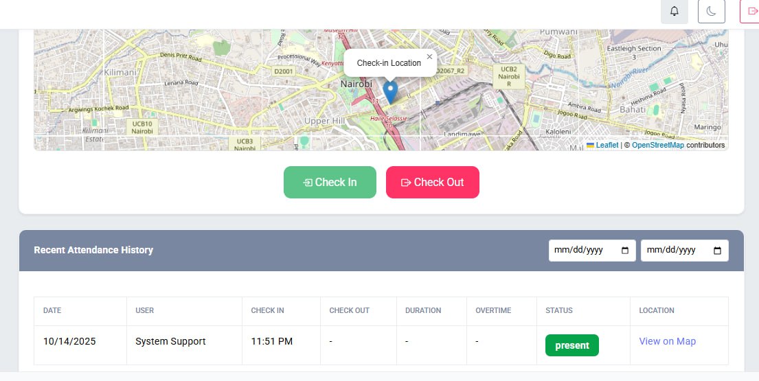 InfraPro mobile app showing GPS site check-in screen, daily progress entry form, and expense submission workflow on a mobile phone